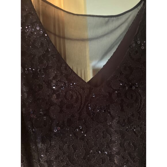 NWT Navy Blue Sequin Asymmetrical Overlay Dress Wedding MOB Holiday Formal Sz 14 - Picture 3 of 7